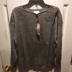 Elle Lace Sweater Size Large Color Grey